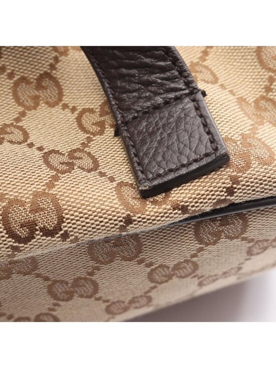 Gucci Backpack Beige Dark Brown Canvas Leather main image 4
